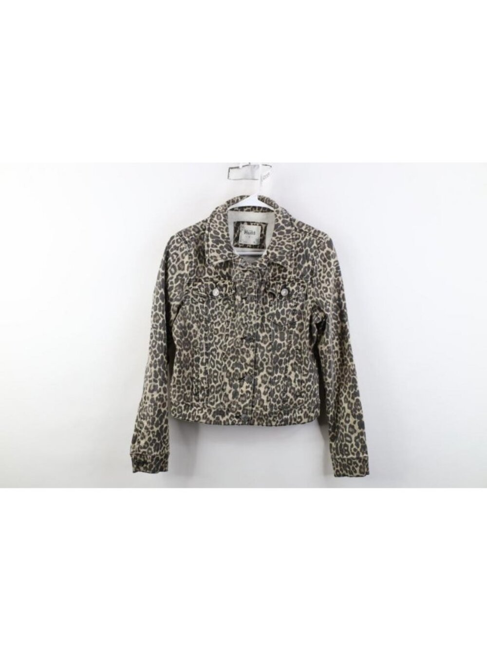 Vintage 90s Y2K MUDD Womens Small Babydoll Leopard Cheetah Denim Trucker Jacket